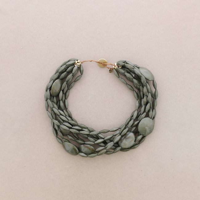 MULTI ROW RESIN BEADS SHORT NECKLACE