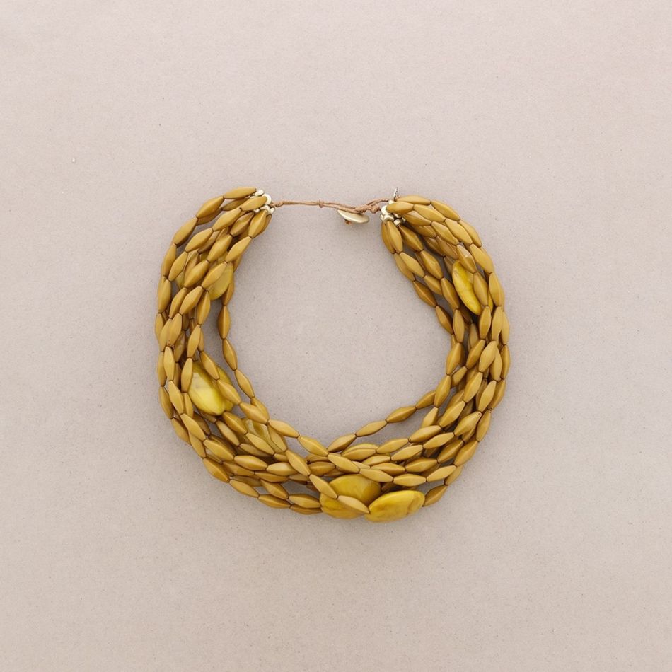 MULTI ROW RESIN BEADS SHORT NECKLACE