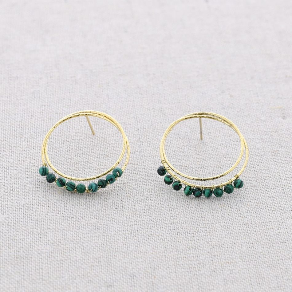 PENDIENTES ACERO DOBLE ARO COLGANTES CRISTALES FACETADOS