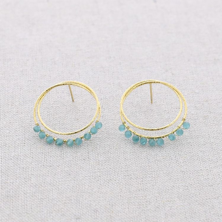 PENDIENTES ACERO DOBLE ARO COLGANTES CRISTALES FACETADOS