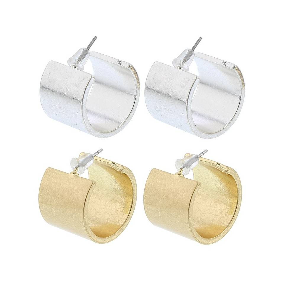 2CM WIDE METAL HOOP EARRINGS