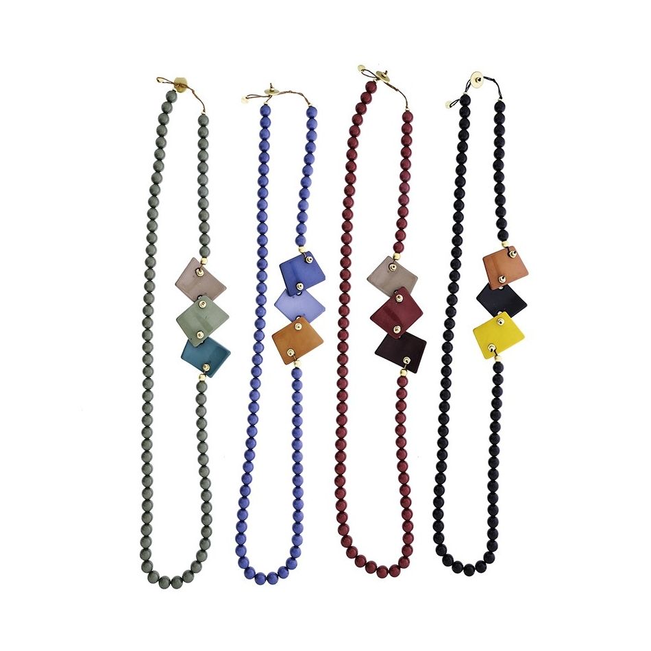 COLLAR LARGO CUENTAS RESINA