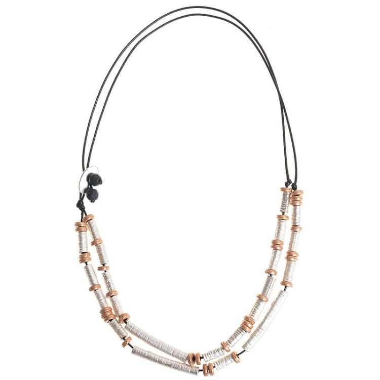 DOUBLE STRIP METAL TUBES SHORT NECKLACE