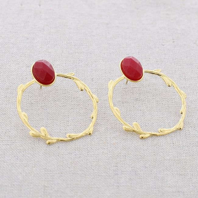 STEEL EARRINGS STONE HANGING TRAMITE HOOP