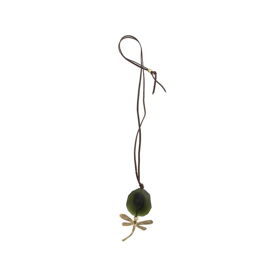 METAL DRAGONFLY BEADS LONG PENDANT NECKLACE