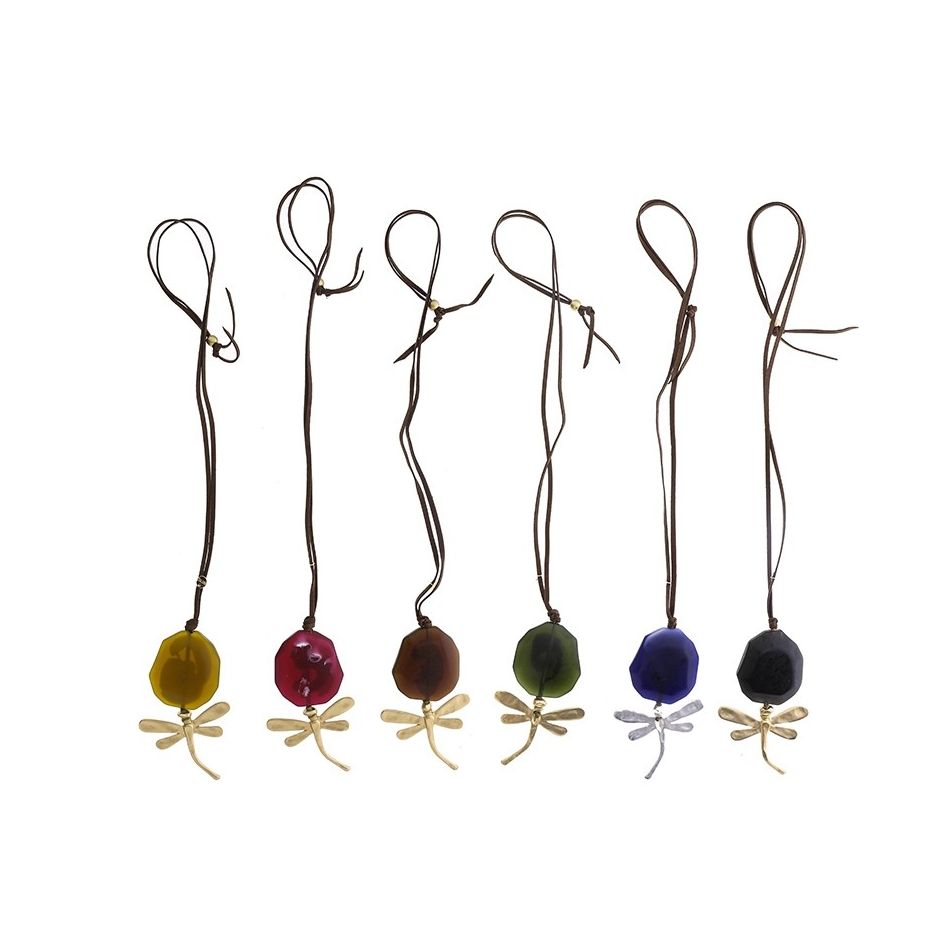 METAL DRAGONFLY BEADS LONG PENDANT NECKLACE