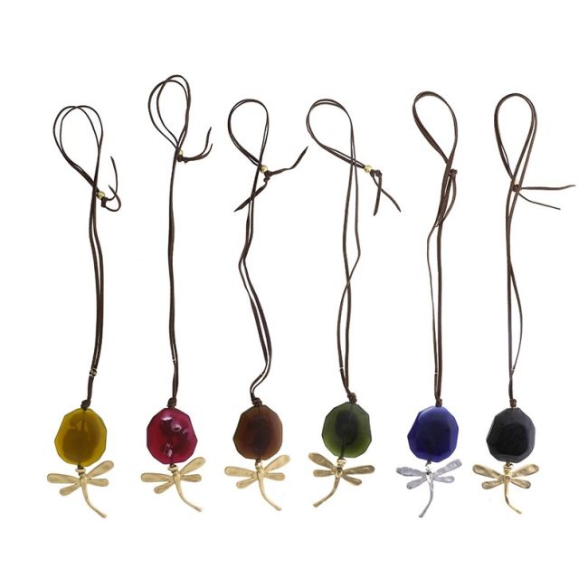 METAL DRAGONFLY BEADS LONG PENDANT NECKLACE