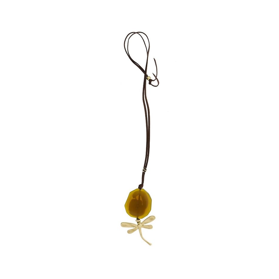 METAL DRAGONFLY BEADS LONG PENDANT NECKLACE
