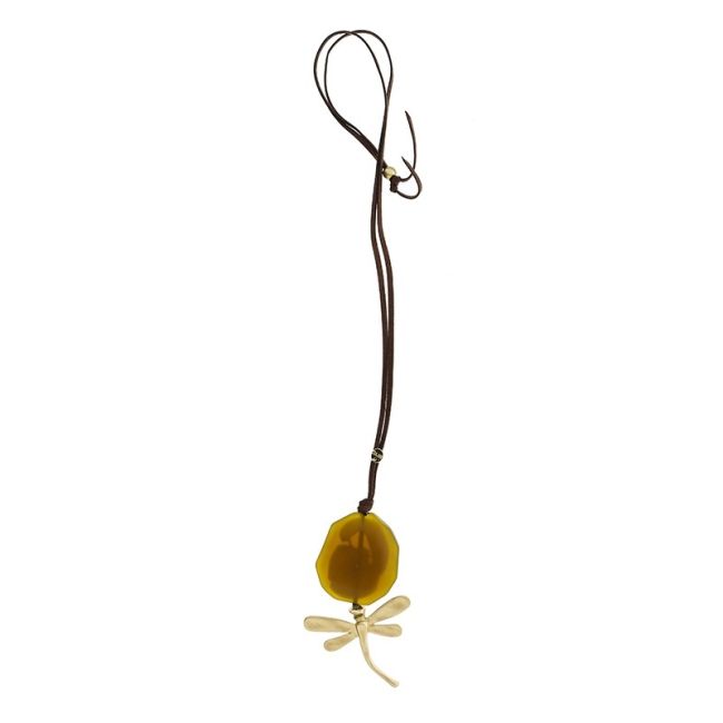 METAL DRAGONFLY BEADS LONG PENDANT NECKLACE