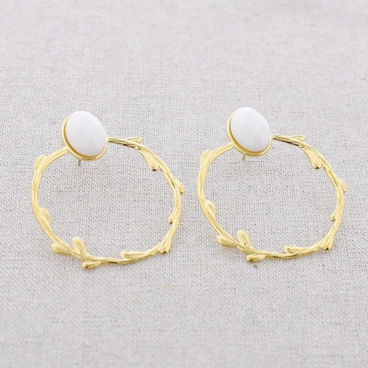 STEEL EARRINGS STONE HANGING TRAMITE HOOP 2