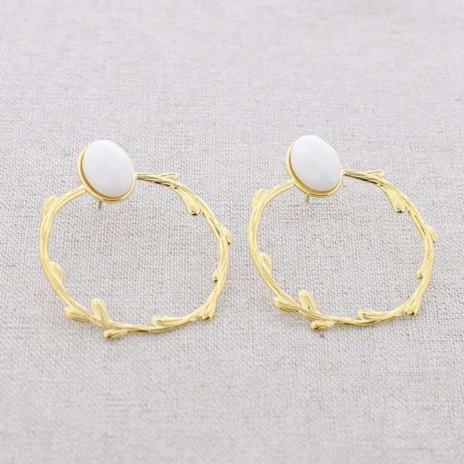 STEEL EARRINGS STONE HANGING TRAMITE HOOP
