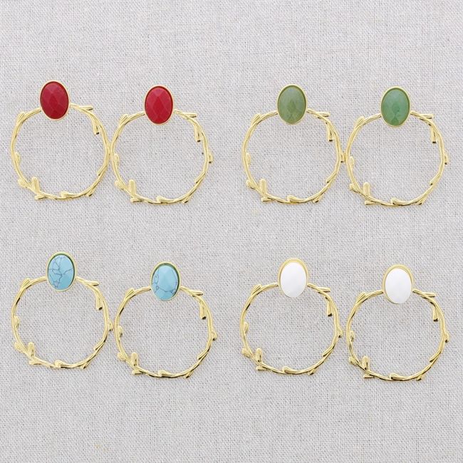 STEEL EARRINGS STONE HANGING TRAMITE HOOP