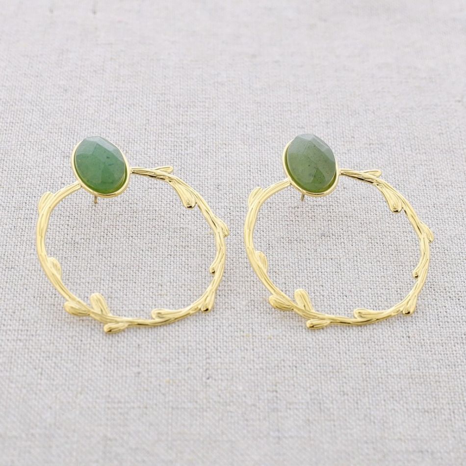 STEEL EARRINGS STONE HANGING TRAMITE HOOP