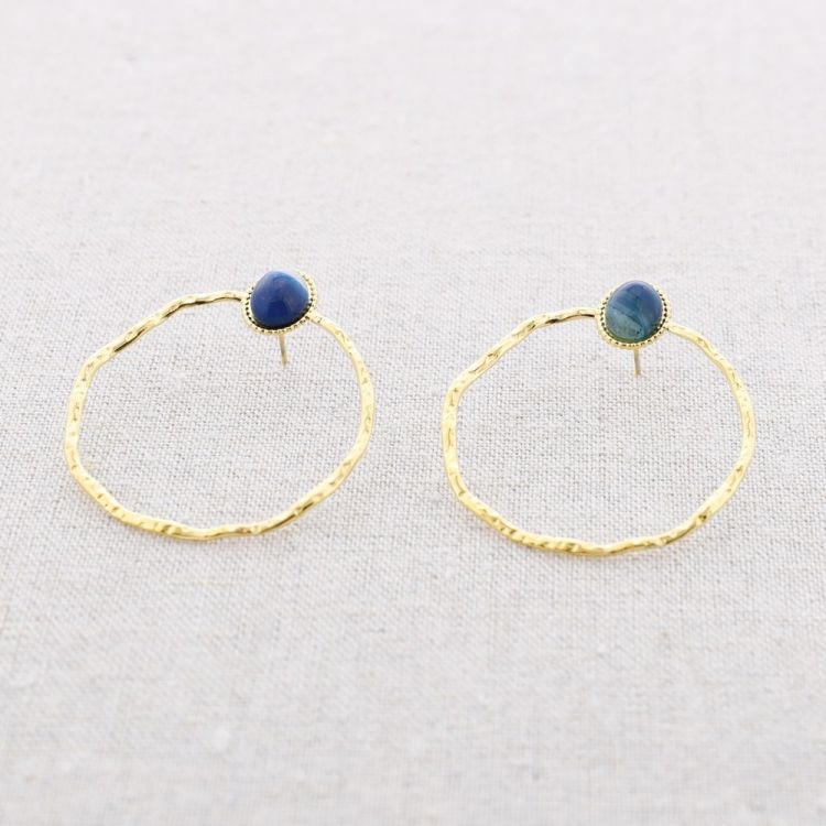 PENDIENTES ACERO PIEDRA COLGANTE ARO