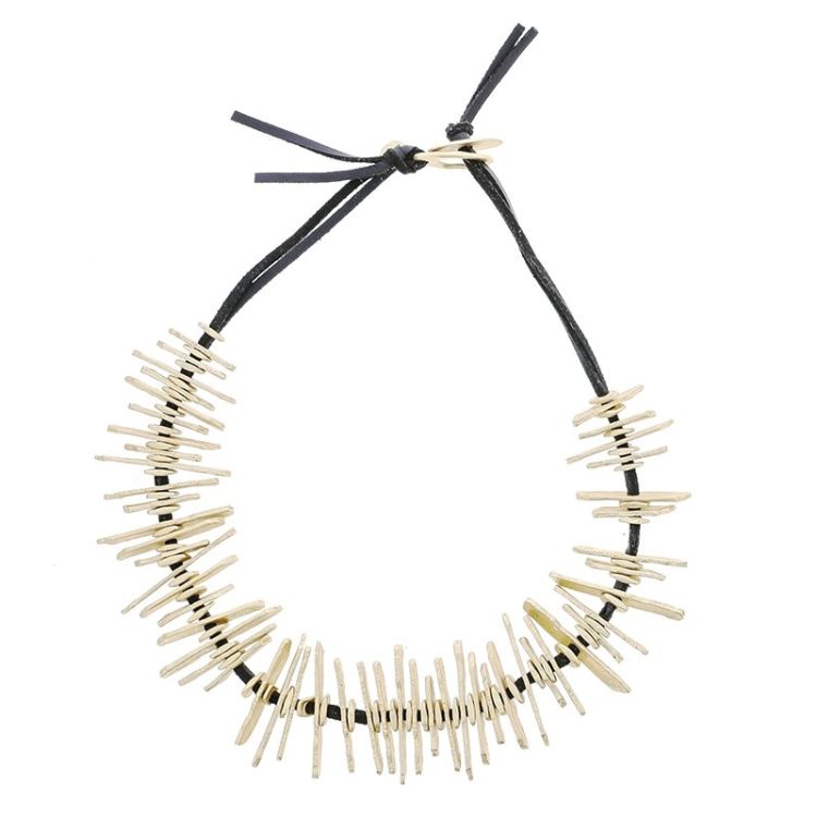 SUEDE MULTI METAL BEADS SHORT NECKLACE