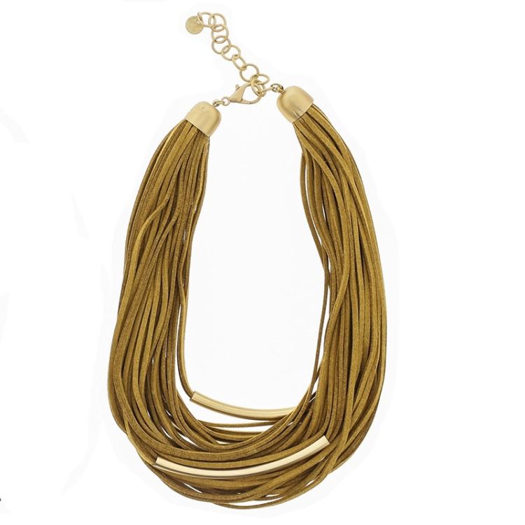 SUEDE SHORT NECKLACE WITH METAL TUBES 2