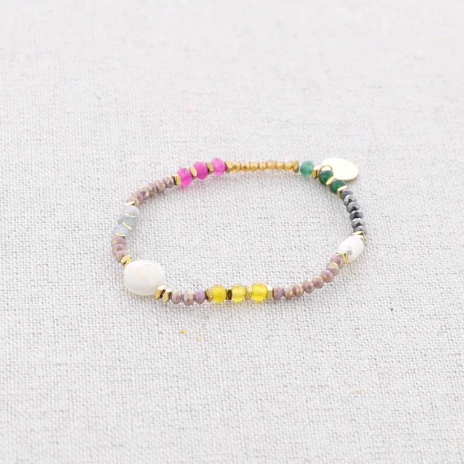 ELASTIC STEEL STONE LETTER C BRACELET