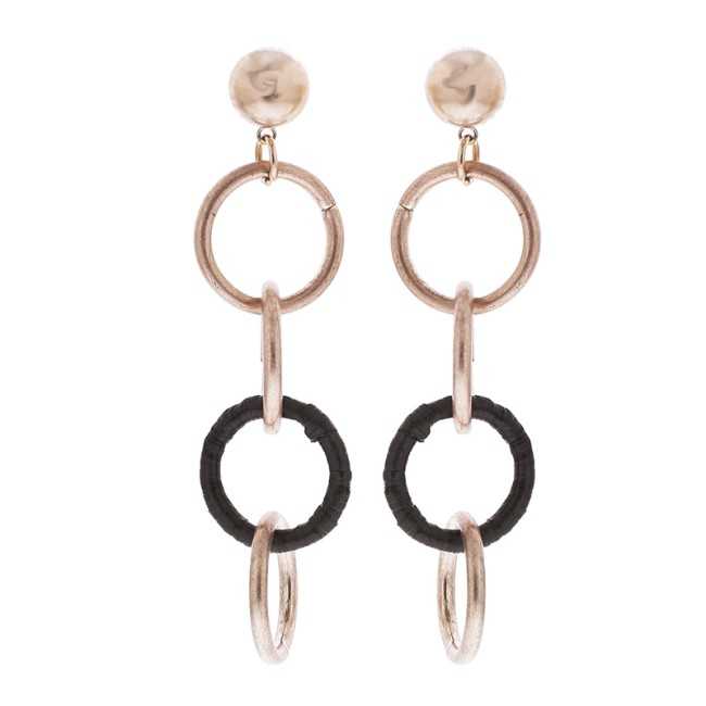 RAFFIA METAL RING EARRINGS