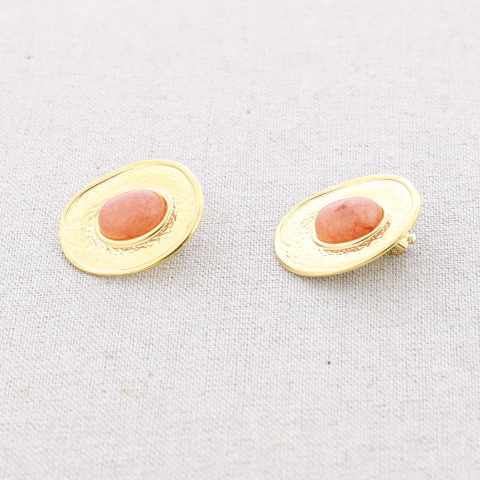 PENDIENTES ACERO MEDALLA CON PIEDRA