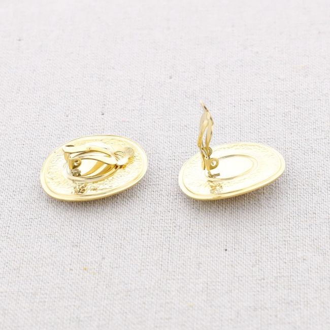 PENDIENTES ACERO MEDALLA CON PIEDRA