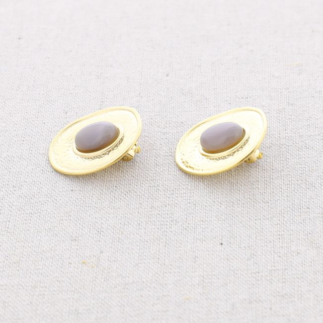 PENDIENTES ACERO MEDALLA CON PIEDRA