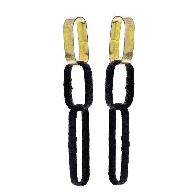 RAFFIA METAL WIDE RING EARRINGS