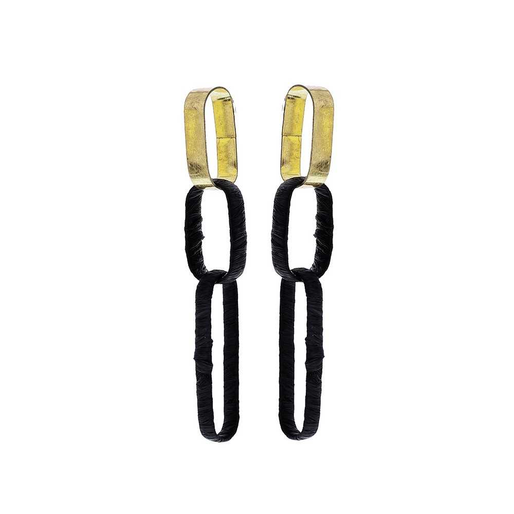 RAFFIA METAL WIDE RING EARRINGS