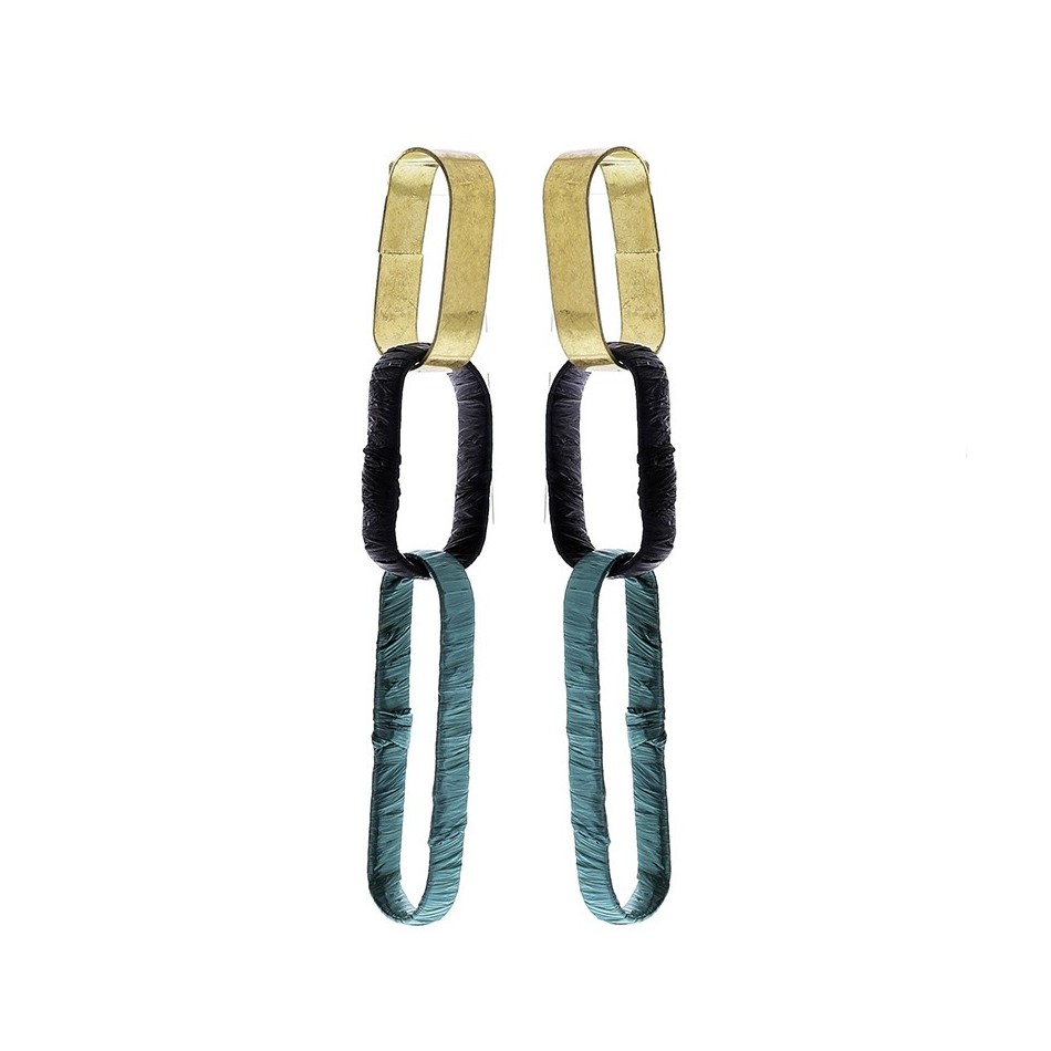 PENDIENTES ANILLAS ANCHAS METAL RAFIA