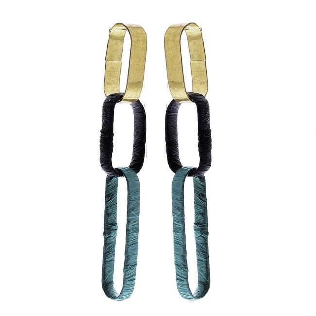 PENDIENTES ANILLAS ANCHAS METAL RAFIA