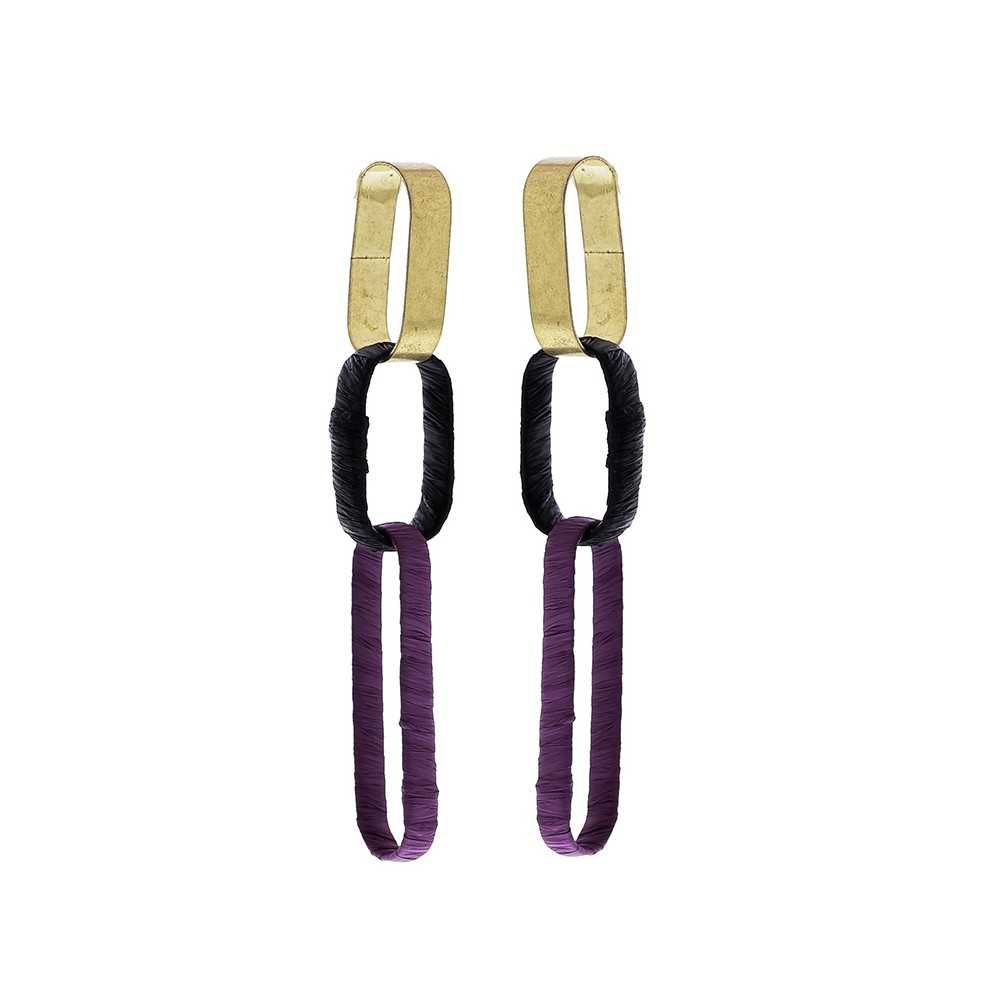 RAFFIA METAL WIDE RING EARRINGS