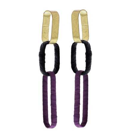 RAFFIA METAL WIDE RING EARRINGS