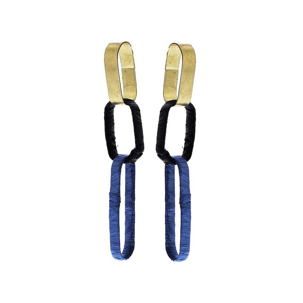 RAFFIA METAL WIDE RING EARRINGS