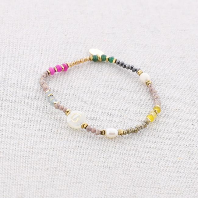 ELASTIC STEEL STONE LETTER G BRACELET