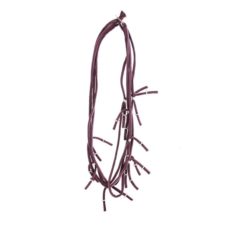 LONG VELVET NECKLACE WITH METAL BEADS