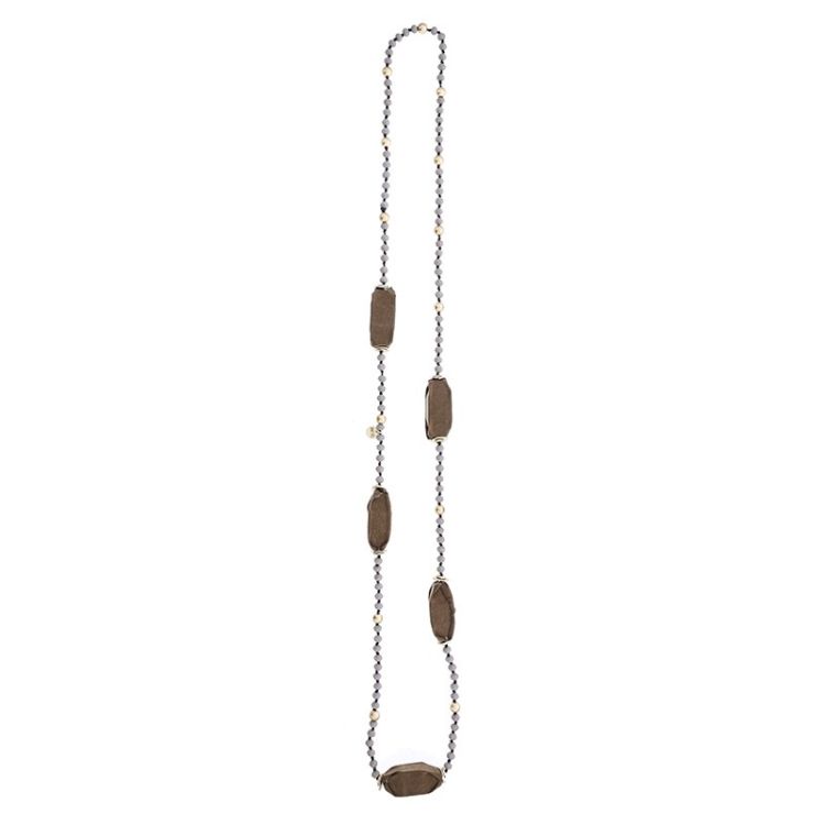 LONG NECKLACE CRYSTAL BEADS FABRIC BEADS
