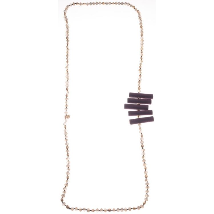 COLLAR LARGO CUENTAS CRISTALES CUENTAS DE TELA