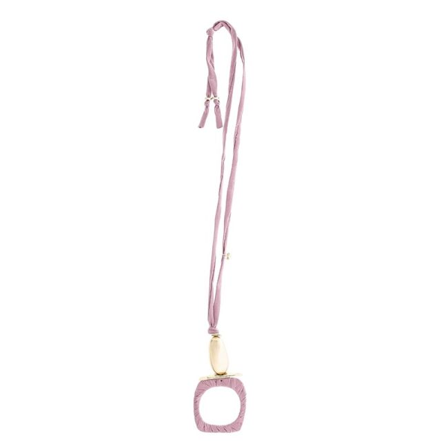 COLLAR LARGO TUBO LAZO COLGANTE ANILLA CUADRADA