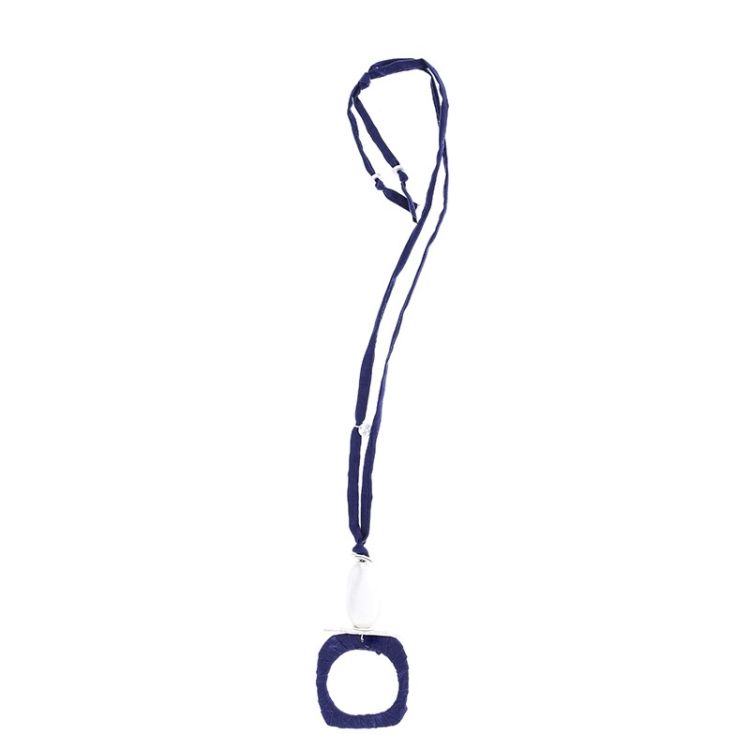 COLLAR LARGO TUBO LAZO COLGANTE ANILLA CUADRADA 2