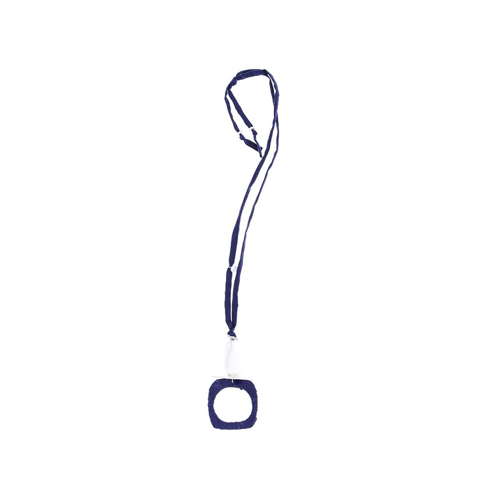 LONG TUBE NECKLACE PENDANT SQUARE RING