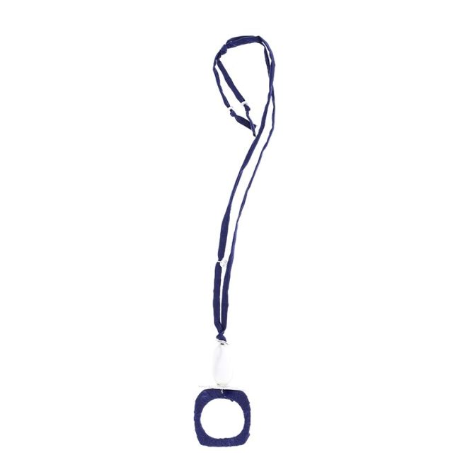 LONG TUBE NECKLACE PENDANT SQUARE RING
