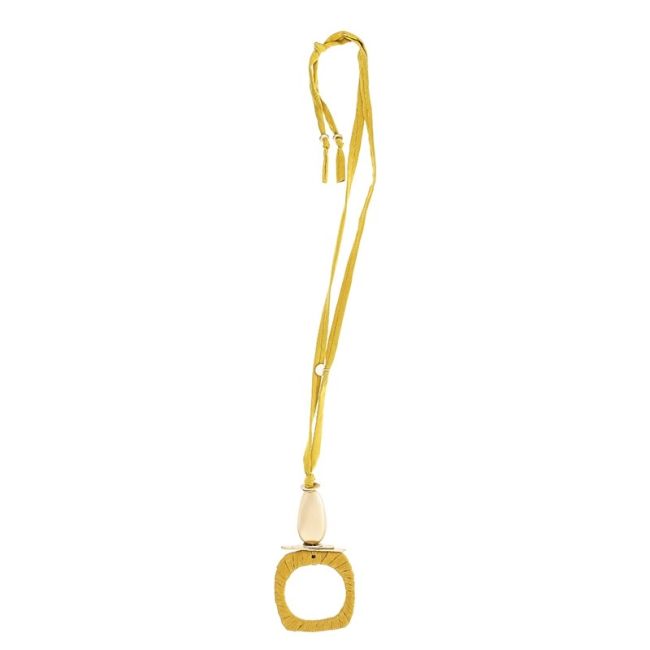 LONG TUBE NECKLACE PENDANT SQUARE RING