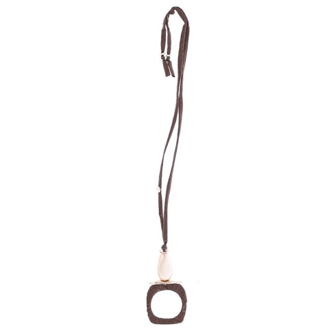 COLLAR LARGO TUBO LAZO COLGANTE ANILLA CUADRADA
