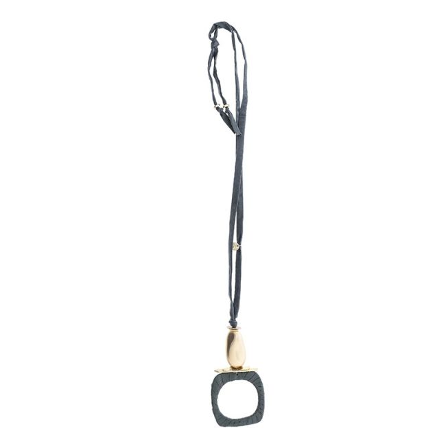 LONG TUBE NECKLACE PENDANT SQUARE RING