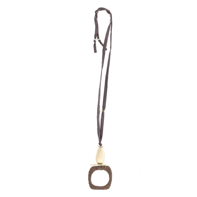 LONG TUBE NECKLACE PENDANT SQUARE RING