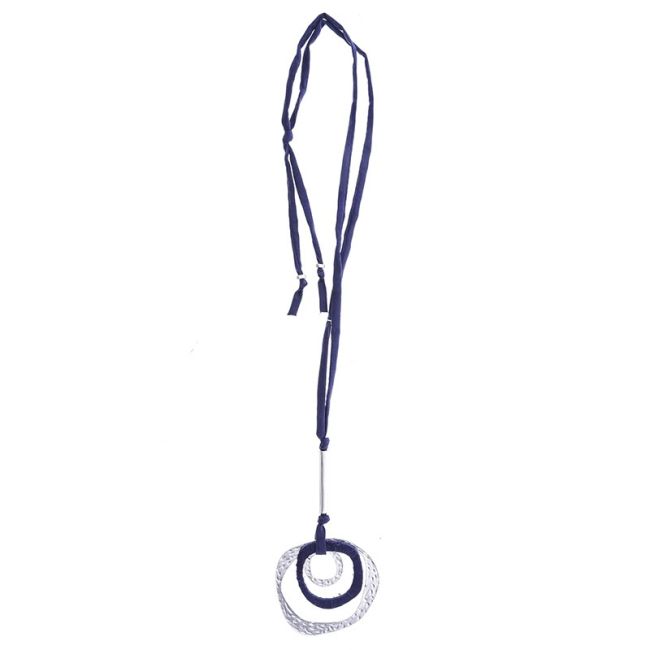 COLLAR LARGO TUBO LAZO COLGANTE 3 ANILLAS IRREGULARES