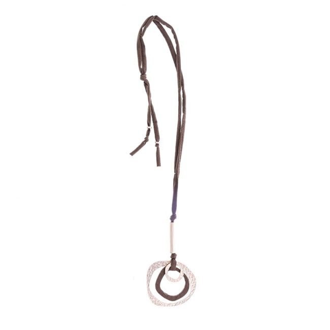 COLLAR LARGO TUBO LAZO COLGANTE 3 ANILLAS IRREGULARES