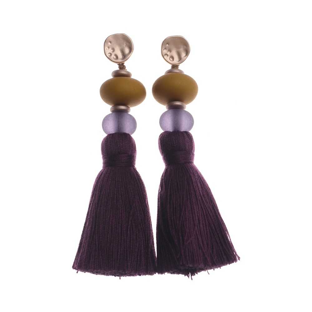 FRINGED RESIN BEADS EARRINGS