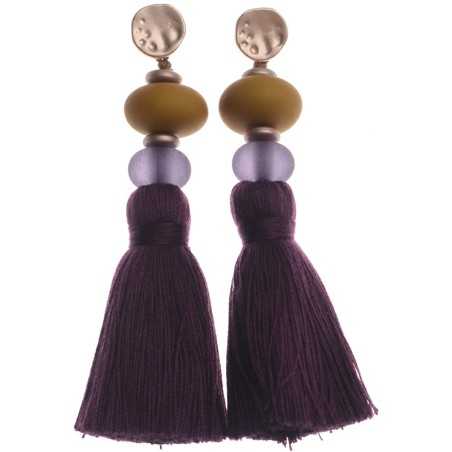 FRINGED RESIN BEADS EARRINGS