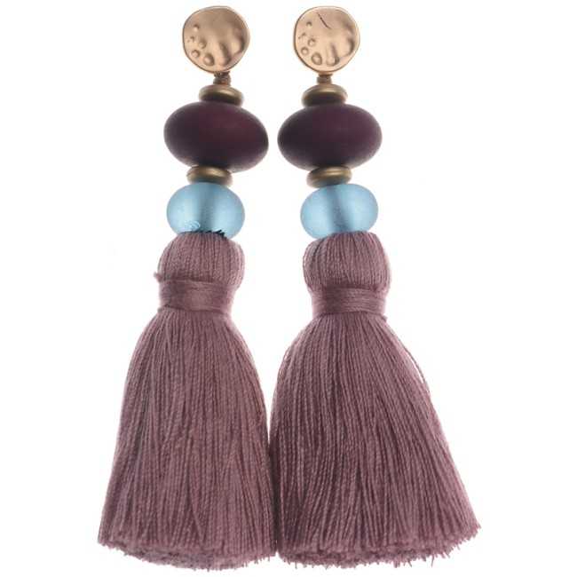 FRINGED RESIN BEADS EARRINGS