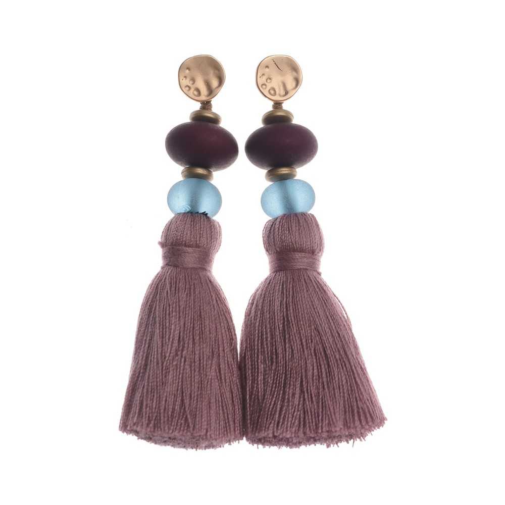 FRINGED RESIN BEADS EARRINGS